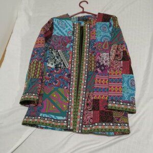 Vintage quilted cardigan for women - Ethnic style - Floral print - Long sleeves